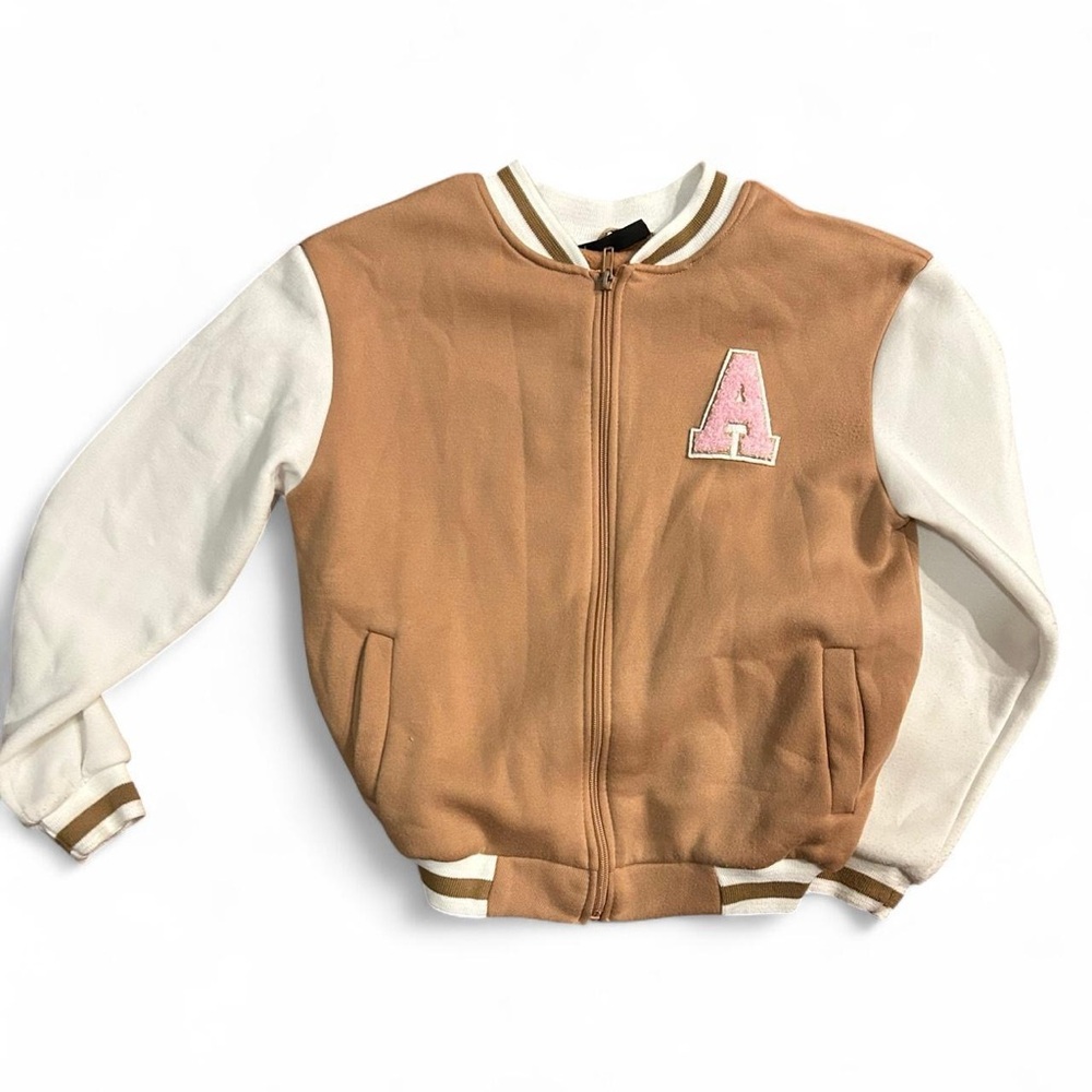 Pink velvet varsity jacket Size large